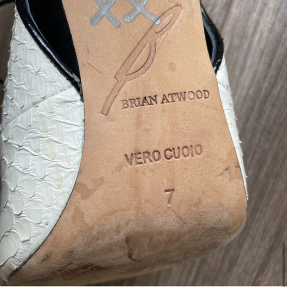 Brian Atwood Lodosa White Leather Peep Toe Stilettos | 7 - Picture 6 of 11